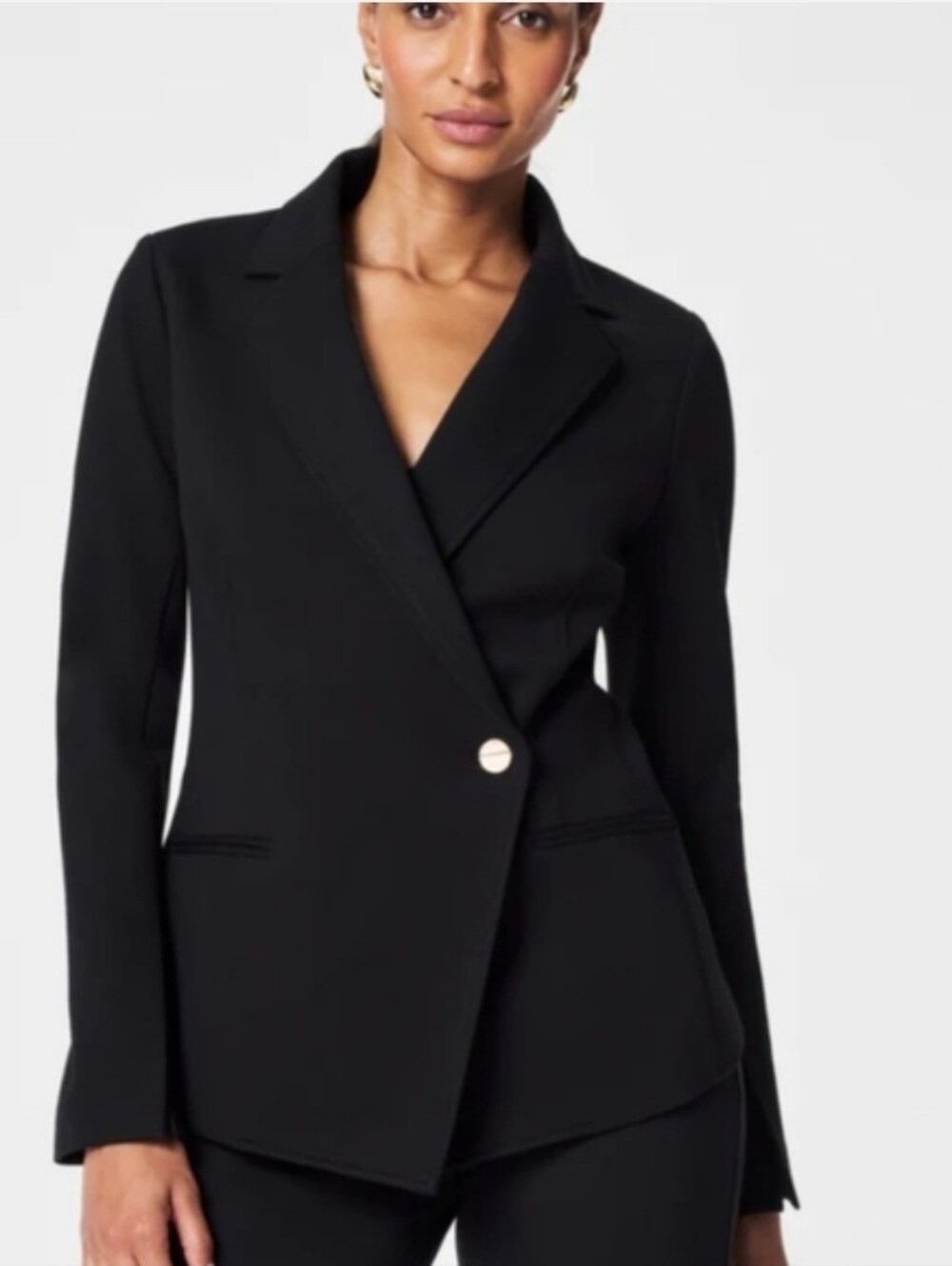 Spanx The Perfect Asymmetrical Blazer Jacket Sz M Black Asymetrical Corporate